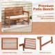 2-person solid wood patio bench with backrest and cushion, featuring a breathable slatted design for backyard.