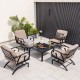Patio set featuring 5 pieces of rocking chairs and a versatile fire pit table, perfect for backyard relaxation.