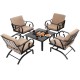 5-piece patio set featuring rocking chairs and a versatile fire pit table, perfect for backyard relaxation.