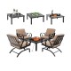 5-piece patio set featuring rocking chairs and a versatile fire pit table for backyard relaxation and entertainment.