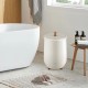 Large luxury bucket-style towel warmer in gray with a removable lid, placed beside a bathtub for convenient use.