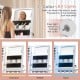Freestanding jewelry cabinet in white with full-length mirror and auto-on LED lights, featuring ample storage space.