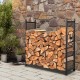 4 feet firewood rack stand with mesh sides, featuring a deer design, for organized indoor and outdoor firewood storage.