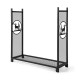 4 feet firewood rack stand with mesh sides, powder-coated for rust resistance, featuring lifelike deer design for.