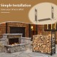 Detailed installation guide for the 4 feet firewood rack stand with mesh sides, ensuring easy and quick setup.
