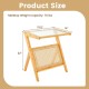 Boho end table with tempered glass top, bamboo frame, and magazine rack, perfect for stylish living spaces.
