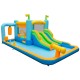 Giant inflatable water slide for kids featuring dual slides, splash pool, and bounce house, perfect for outdoor fun.