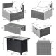 9-piece patio furniture set featuring a fire pit table, hand-woven PE wicker, and soft padded cushions for outdoor.