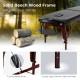 Folding massage table with height-adjustable beech wood frame, memory foam padding, and sturdy legs for maximum.