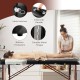 Folding massage table with black PU leather, adjustable height, and durable metal hinges for easy transport and.