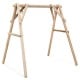 Heavy duty wooden swing frame with reinforced bars, stable A-shaped design, suitable for backyard and garden use.