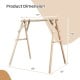 Heavy duty wooden swing frame dimensions showing 67" width, 68" height, and 65" depth for backyard stability.