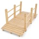 Wooden garden bridge with safety rails, made of fir wood, perfect for backyard or garden use, featuring a smooth finish.