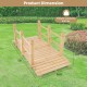 5-foot wooden garden bridge with safety rails, made of fir wood, ideal for backyard or garden use, dimensions.