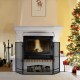 Foldable 3-panel fireplace screen in black wrought iron, designed to contain sparks and enhance safety in your living.