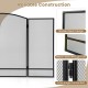 3-panel foldable fireplace screen in black with wrought iron mesh design, providing safety for kids and pets.