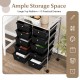 10-drawer rolling storage cart in black with a mesh top platform, featuring removable drawers and lockable wheels for.