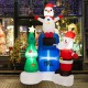 6-foot inflatable Christmas scene featuring Santa Claus, a snowman, and a tree, illuminated with bright LED lights for.