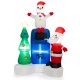 Inflatable Christmas decoration featuring Santa Claus, snowman, and tree with LED lights for festive outdoor display.