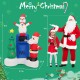 Lighted 6-foot inflatable Christmas display featuring Santa Claus, snowman, and tree, perfect for outdoor holiday decor.