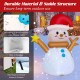 4 feet inflatable Christmas snowman with colorful LED light, made of weather-resistant fabric for outdoor decoration.