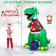 6FT inflatable dinosaur Christmas decoration with LED lights, featuring a hat and gift box, perfect for yard display.