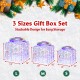 Set of 3 iridescent Christmas gift boxes with bows, featuring 156 lights and waterproof design for outdoor use.