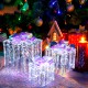 Iridescent Christmas gift box with a bow, showcasing cold white lights, ideal for enchanting holiday decoration.