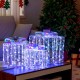 Set of 3 iridescent Christmas gift boxes with 156 cold white lights, perfect for indoor or outdoor holiday decoration.