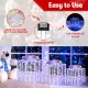 Iridescent Christmas gift box showing detailed PVC strips and a bow, illuminated with 156 cold white lights for festive.