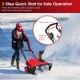 Electric snow thrower in red with adjustable chute, clearing snow efficiently for walkways and driveways.