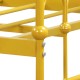 Close-up of the golden metal daybed frame showcasing reinforced connections and lockable wheels for stability and.