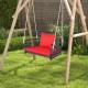 Red patio rattan porch swing hammock chair with soft cushions, ideal for backyard relaxation and easy assembly.