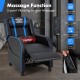 PU leather gaming recliner chair in blue with adjustable backrest, massage function, and side storage pockets for.