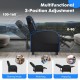 PU leather gaming recliner chair in blue with 3-position adjustment, integrated speakers, and side storage pockets for.