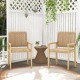 Two natural wood chairs with woven paper rope, perfect for outdoor use in a backyard or balcony setting.