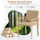 Natural wood chair set of 2 with rubber wood frame and woven paper rope, ideal for backyard or balcony use.