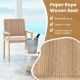 Natural wood chair with paper rope woven seat, perfect for indoor or outdoor use, offering elegance and stability.
