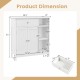Bathroom cabinet dimensions showing a white floor cabinet with drawer and open compartments for versatile storage.