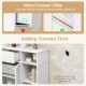 Metal drawer slide detail of the white bathroom cabinet with adjustable shelf and anti-toppling device for safety.