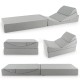 Convertible folding sofa bed in gray with high-density foam, showcasing multiple configurations for versatile use.