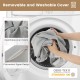 Gray removable cover of the 4-in-1 convertible folding sofa bed being washed, featuring breathable linen fabric and.