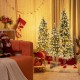 Snowy slim pre-lit Christmas tree set of 3 with warm white LED lights, perfect for festive home decoration.