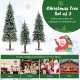 Pre-lit snowy Christmas tree set of 3 with 50, 100, and 150 LED lights, perfect for home or office decoration.