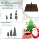 Slim pre-lit Christmas tree set of 3 with snowy branches, featuring a square metal stand for stable display.