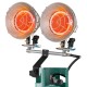 Dual head outdoor heater with 30000 BTU, featuring two burners and safety shut-off, ideal for camping and outdoor jobs.