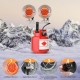 Dual head outdoor heater with 30000 BTU, featuring heat-resistant chrome guard and portable propane tank for camping.