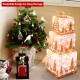 Stacked set of 3 lighted Christmas gift boxes with warm white lights, featuring a charming silhouette pattern for.