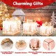 Set of 3 lighted Christmas gift boxes with warm white lights, featuring a sturdy metal frame and attractive silhouette.