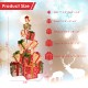 Stacked lighted Christmas gift box tower with 15 boxes, 450 warm white lights, perfect for festive decoration.